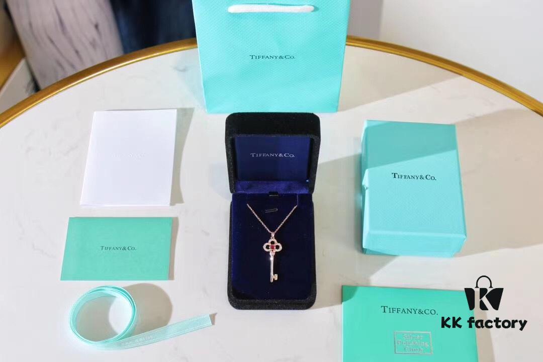 692fd6de99f2d84055c8a9ef Limited Edition Valentine's Gift 🎁 Tiffany & Co. Pink Sapphire Rose Gold Key Necklace - 1:1 Precision Craft Version