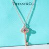 692fd6e099f2d84055c8a9f6 Limited Edition Valentine's Gift 🎁 Tiffany & Co. Pink Sapphire Rose Gold Key Necklace - 1:1 Precision Craft Version