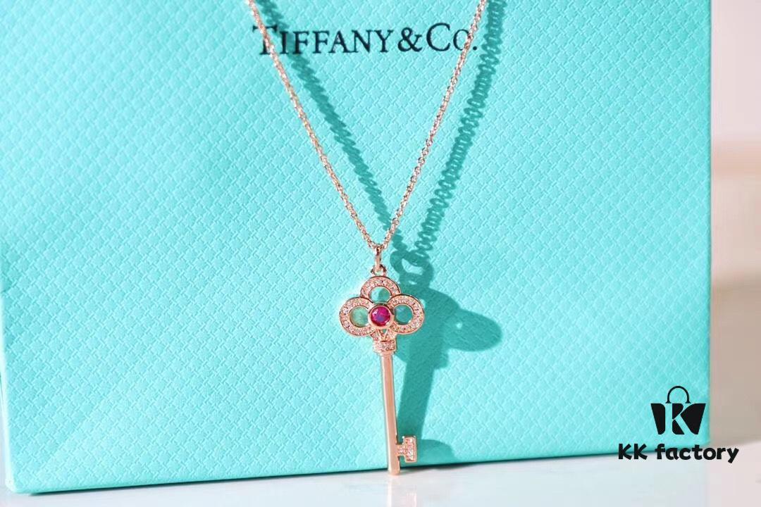692fd6e099f2d84055c8a9f6 Limited Edition Valentine's Gift 🎁 Tiffany & Co. Pink Sapphire Rose Gold Key Necklace - 1:1 Precision Craft Version