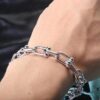692fd6e399f2d84055c8a9fc Smooth Bamboo Joint Bracelet - Tiffany-style Link Bracelet, Titanium Material with Vacuum Thick Electroplating in White Gold, Unisex Wear, HardWear Series Combining Elegance and Edginess