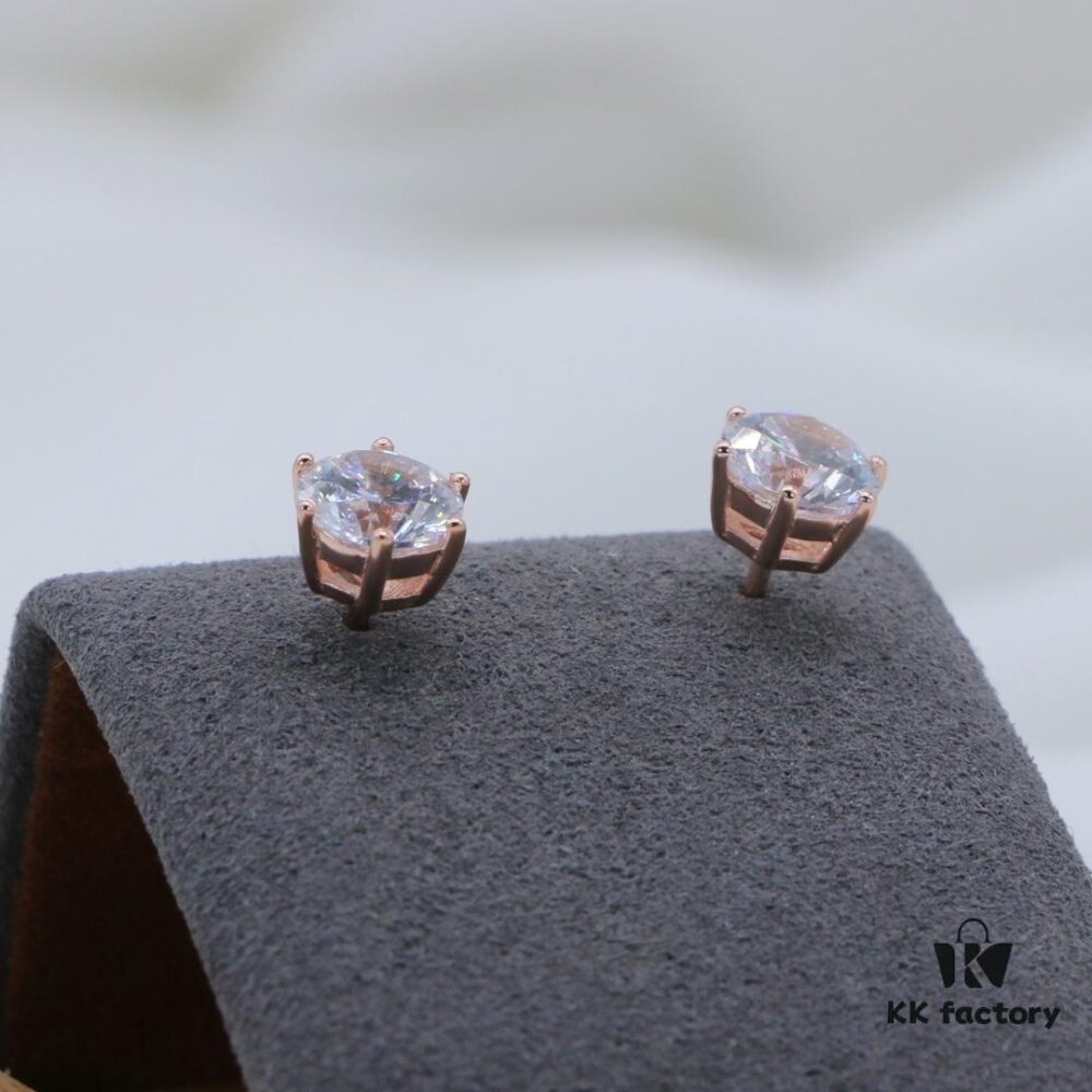 692fd6f599f2d84055c8aa2a Moissanite Stud Earrings - Classic Six-Prong Design in Rose Gold