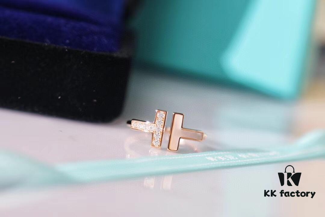 692fd6fe99f2d84055c8aa3a Tiffany & Co. 2019 New Arrival Two T Asymmetric Open Ring in White Mother-of-Pearl with 18K Rose Gold Plated S925 Sterling Silver