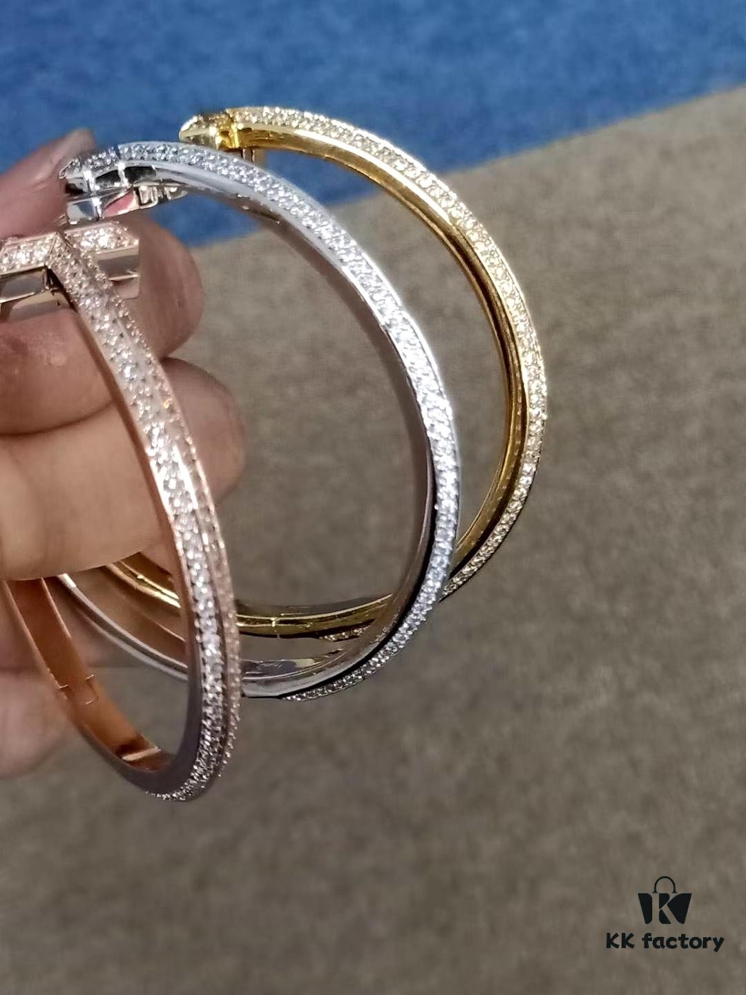 692fd70099f2d84055c8aa3e Tiffany & Co. T Collection Asymmetrical Wide Bracelet, Imported Gold-Plated Material with High-Carbon Diamonds, Celebrity Style Worn by Yang Mi, Yi Yangqianxi, Joey Yung