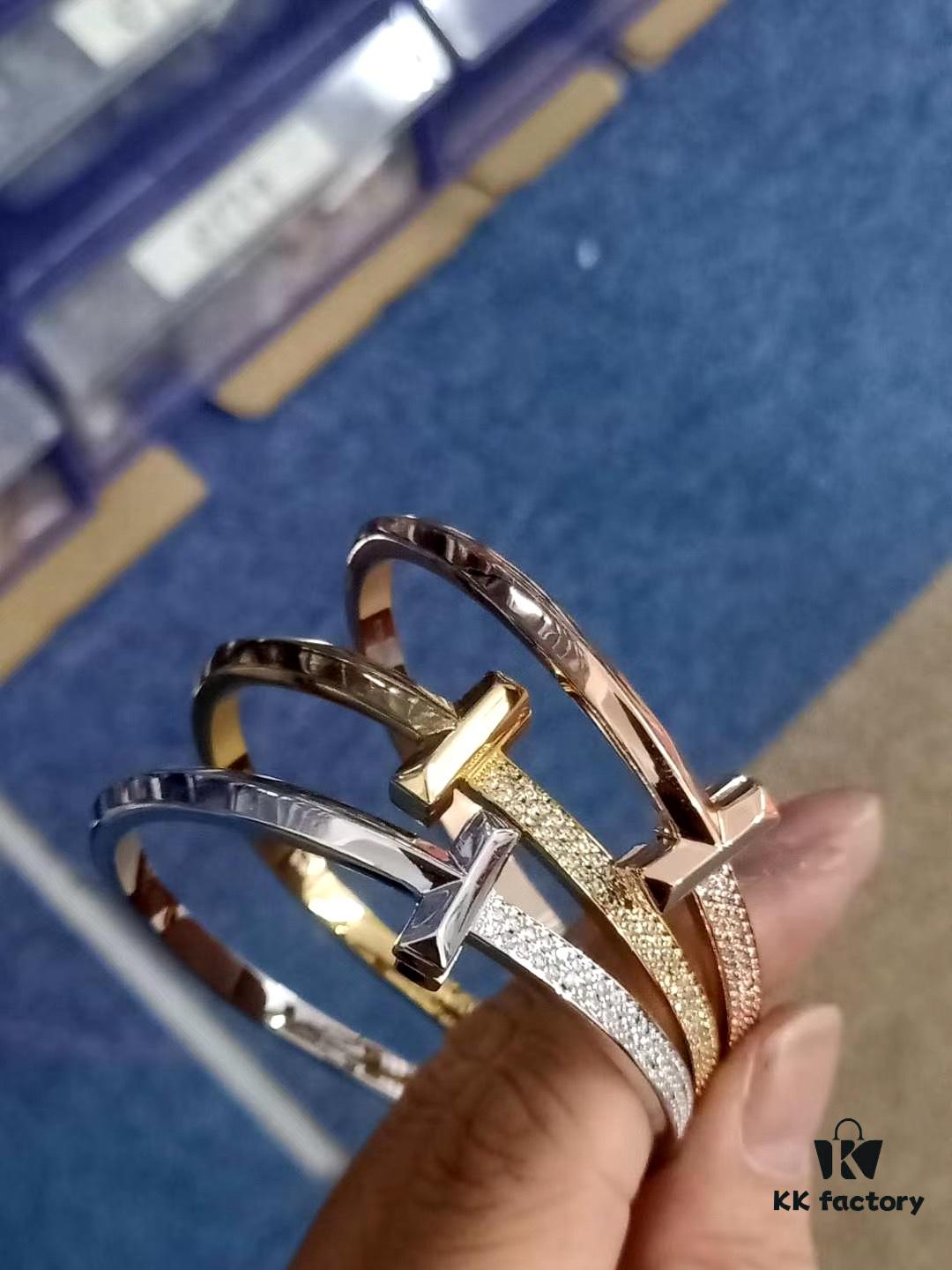 692fd70799f2d84055c8aa4a Tiffany & Co. T Collection Asymmetrical Wide Bracelet, Imported Gold-Plated Material with High-Carbon Diamonds, Celebrity Style Worn by Yang Mi, Yi Yangqianxi, Joey Yung