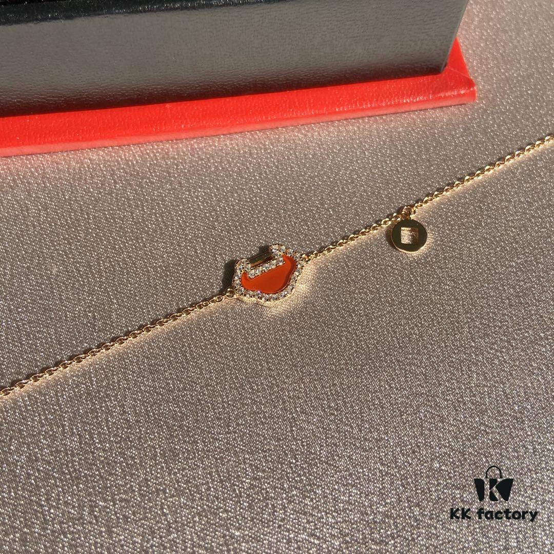 692fd72199f2d84055c8aa82 Qeelin Chinese Style Ruyi Peace Longevity Lock Natural Red Agate Bracelet