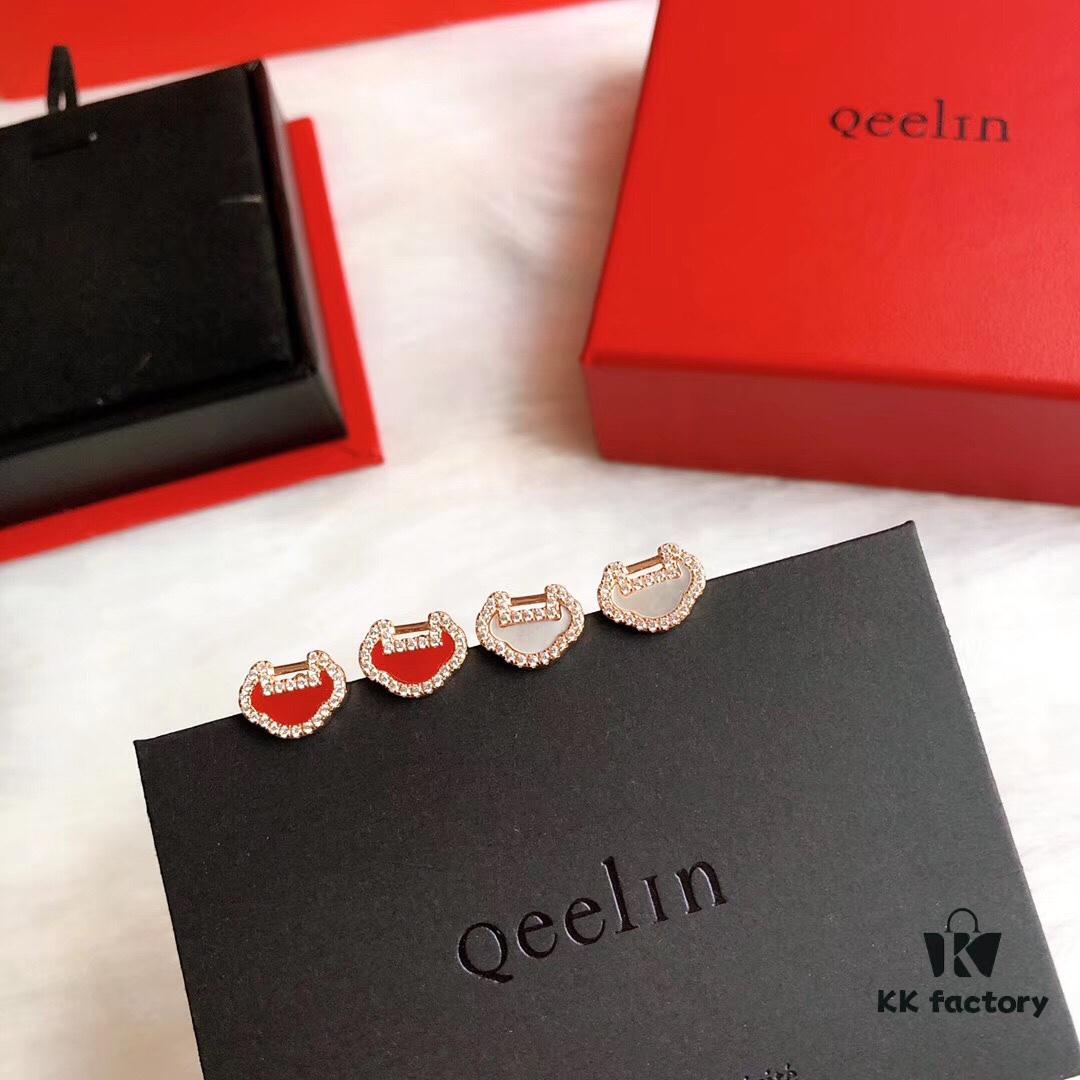 692fd72599f2d84055c8aa85 Qeelin Yu Yi Collection Lucky Lock Stud Earrings Inspired by Traditional Chinese Lock Pendants