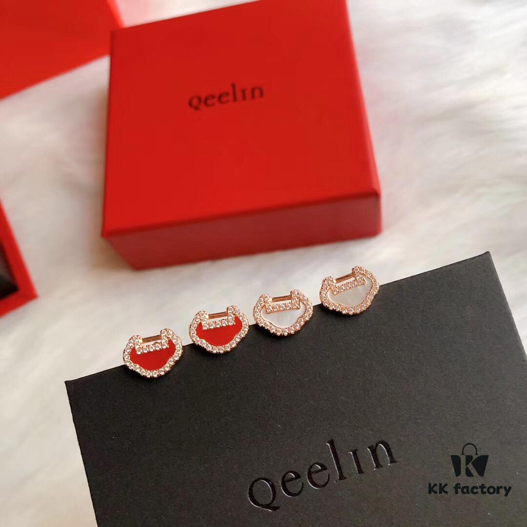 692fd72899f2d84055c8aa88 Qeelin Yu Yi Collection Lucky Lock Stud Earrings Inspired by Traditional Chinese Lock Pendants