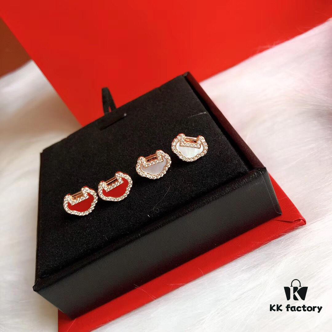 692fd72d99f2d84055c8aa8e Qeelin Yu Yi Collection Lucky Lock Stud Earrings Inspired by Traditional Chinese Lock Pendants