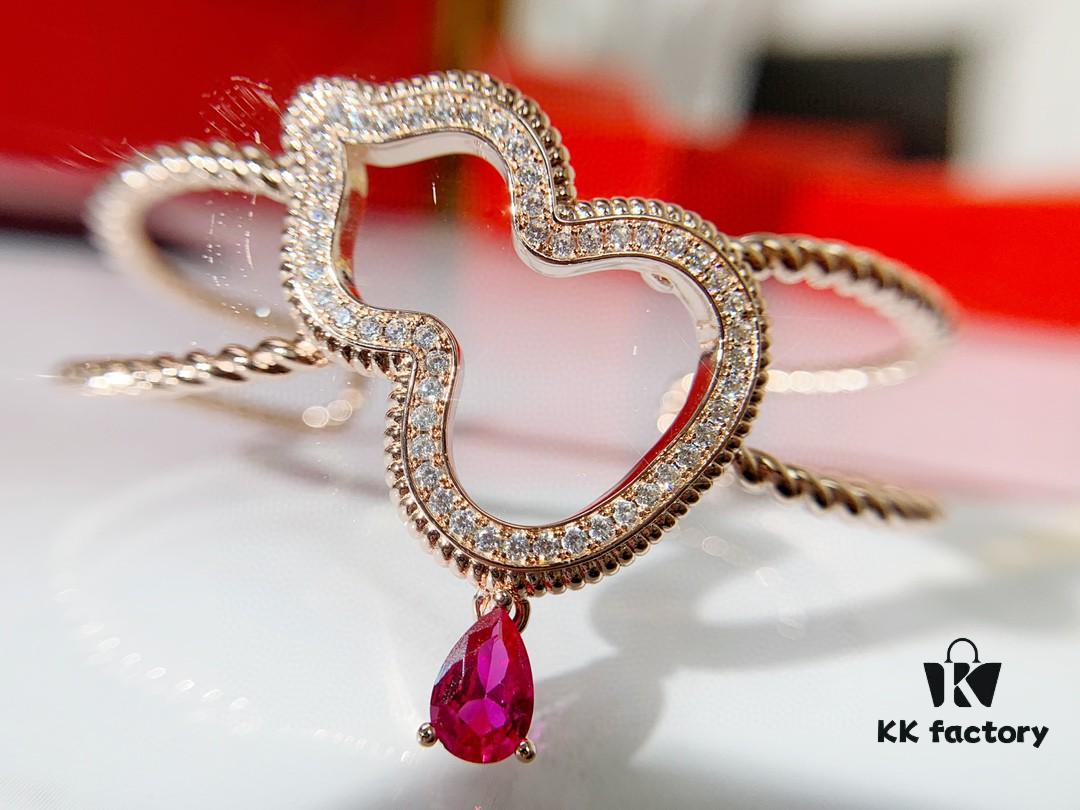 692fd75399f2d84055c8aac1 Qeelin Wulu Rose Gold Gourd Open Bangle Bracelet in 925 Sterling Silver with 18K Gold Plating