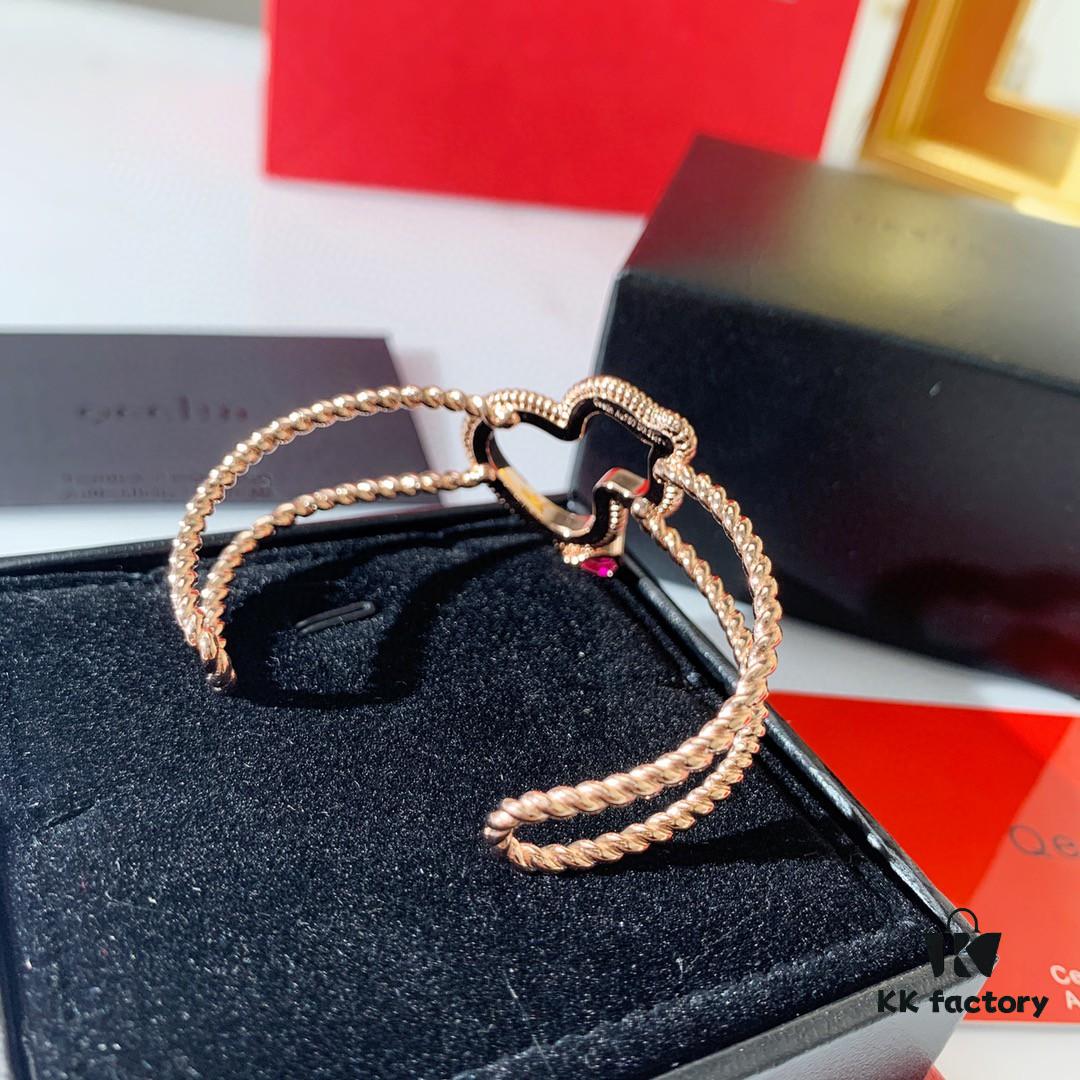 692fd75599f2d84055c8aac2 Qeelin Wulu Rose Gold Gourd Open Bangle Bracelet in 925 Sterling Silver with 18K Gold Plating
