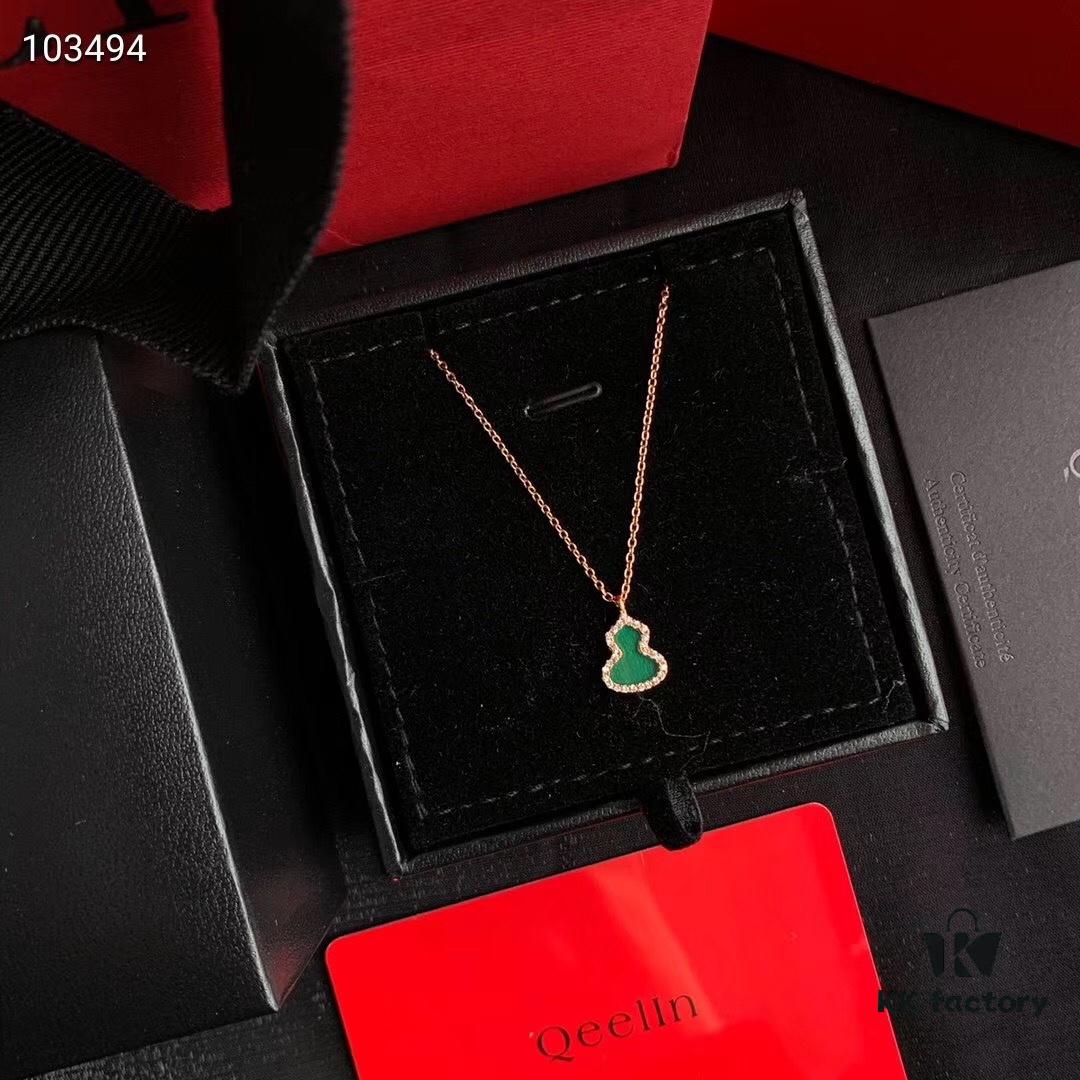 692fd76e99f2d84055c8aaf0 Qeelin Wulu Necklace and Stud Earrings in Sterling Silver – Elegant Design with Green Chalcedony and Swarovski Crystals