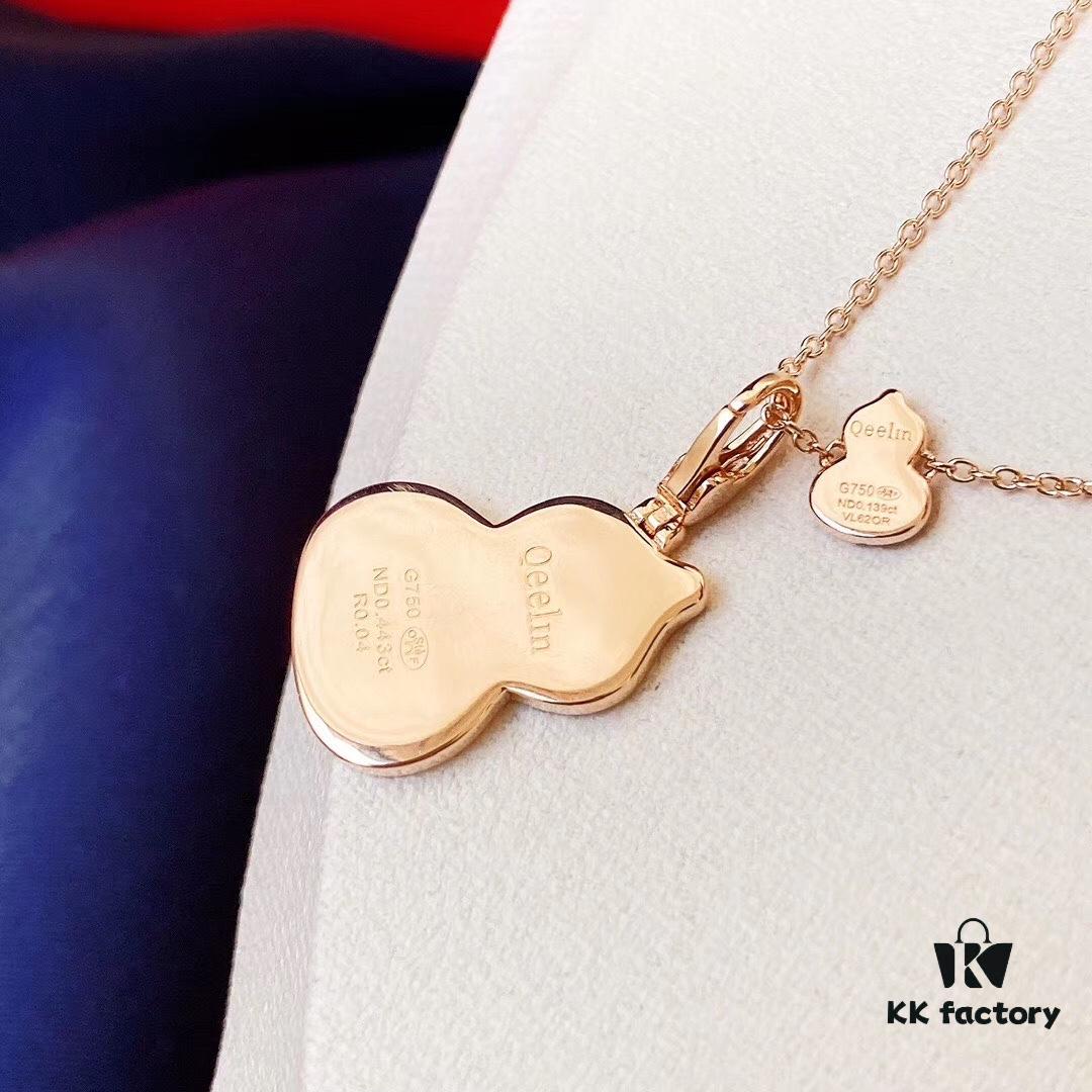 S925 Silver Plated with K Gold [Kylin Bestseller] Qeeline Kylin Large Gourd Red Agate Necklace