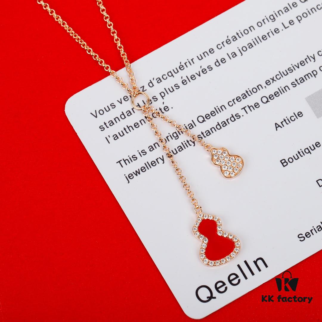 692fd78899f2d84055c8ab14 Qeeli@ Kirin Gourd Jewelry Combines Chinese Elements with Modern Design, Red Agate in Wulu Shape Resembles Brilliant Red Leaves and Blooming Flowers, Adorned for Spring Blessings, Crafted in 925 Sterling Silver
