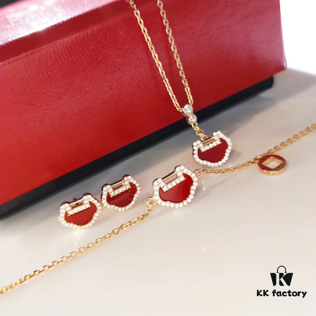692fd78d99f2d84055c8ab1f Mini Auspicious Peace Lock Red Agate Set
