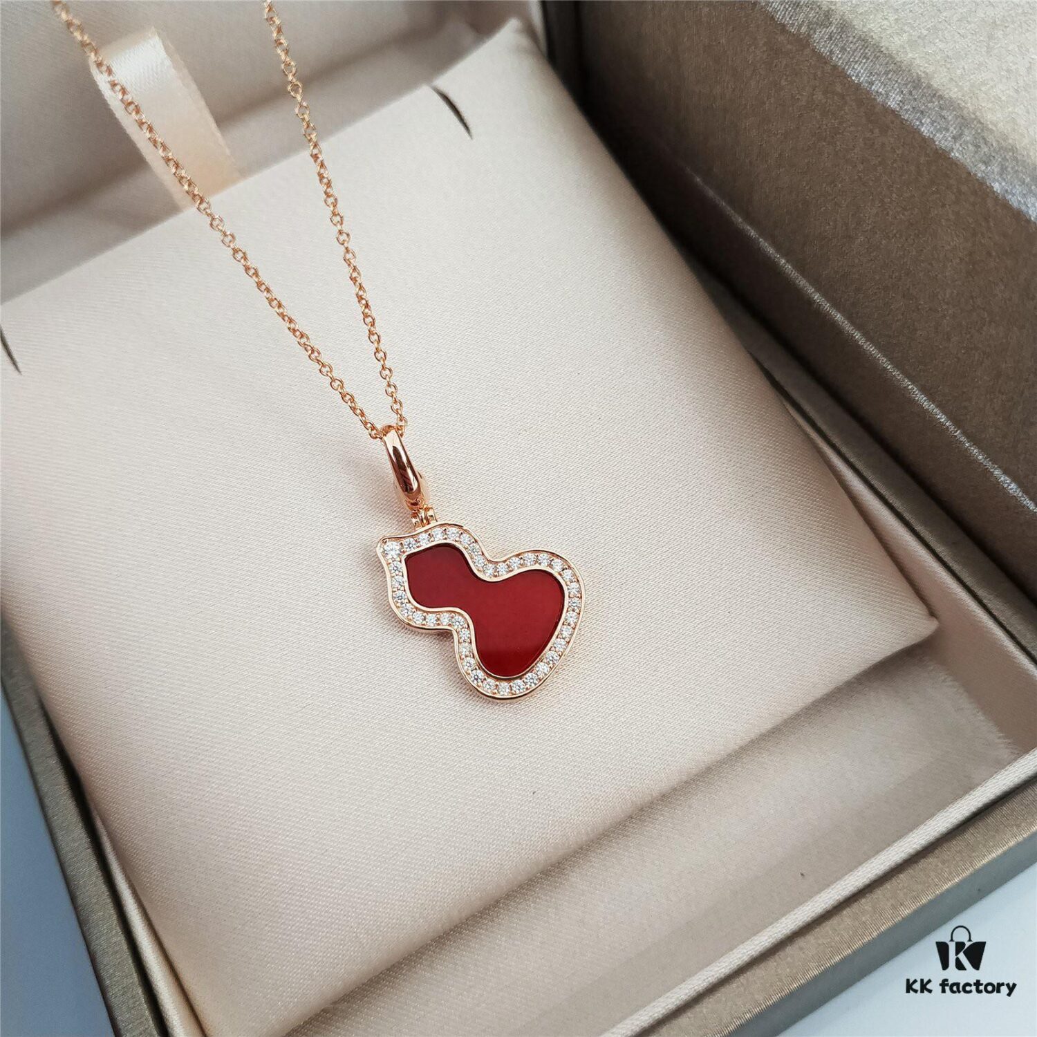 692fd7a799f2d84055c8ab4a Medium Natural Stone Gourd Necklace ✨ Premium Vermeil Version