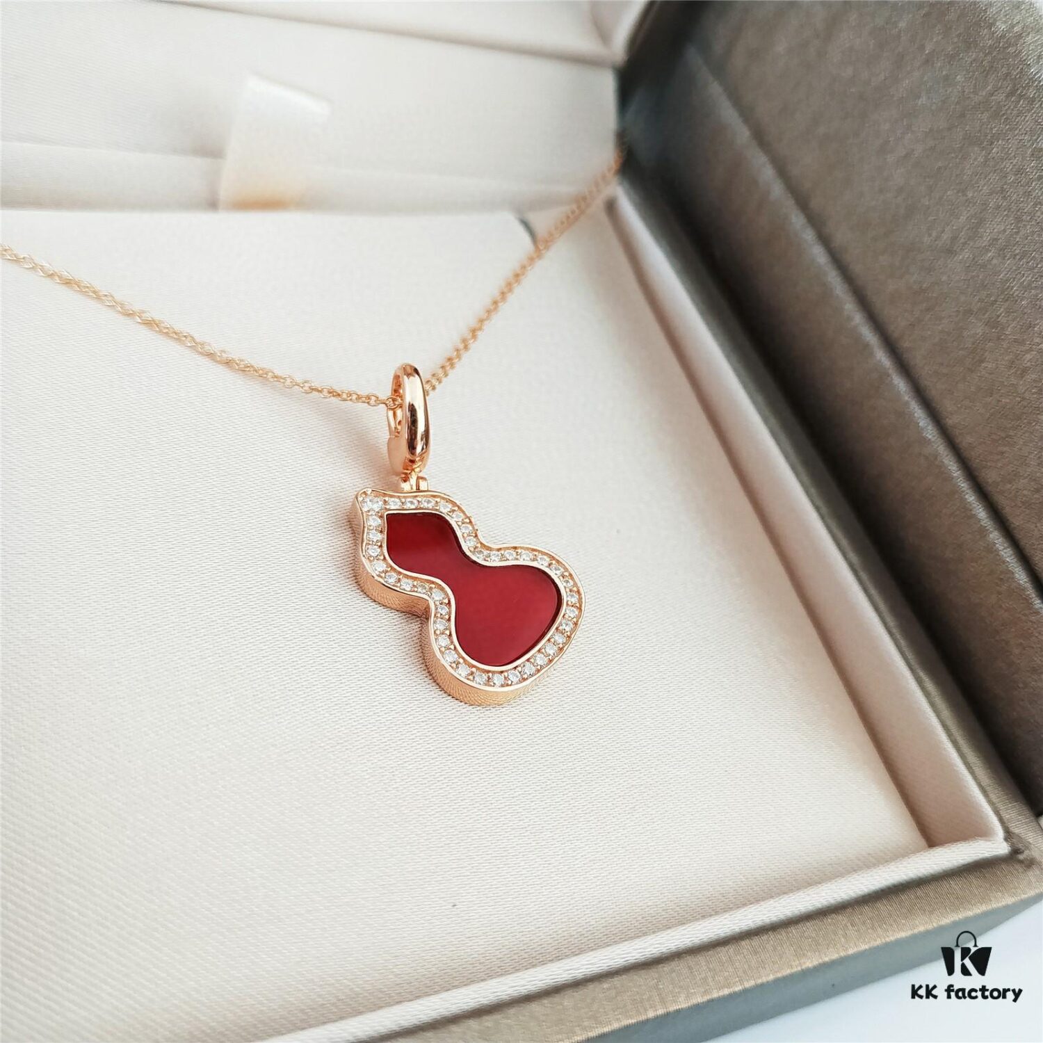 692fd7a899f2d84055c8ab4e Medium Natural Stone Gourd Necklace ✨ Premium Vermeil Version