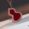 692fd7aa99f2d84055c8ab53 Kirin Gourd Necklace with Detachable Pendant, Natural Carnelian and Jade Options, Diamond-Encrusted Mini Gourd Charm on Chunky Chain
