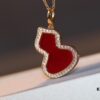 692fd7ab99f2d84055c8ab56 Kirin Gourd Necklace with Detachable Pendant, Natural Carnelian and Jade Options, Diamond-Encrusted Mini Gourd Charm on Chunky Chain