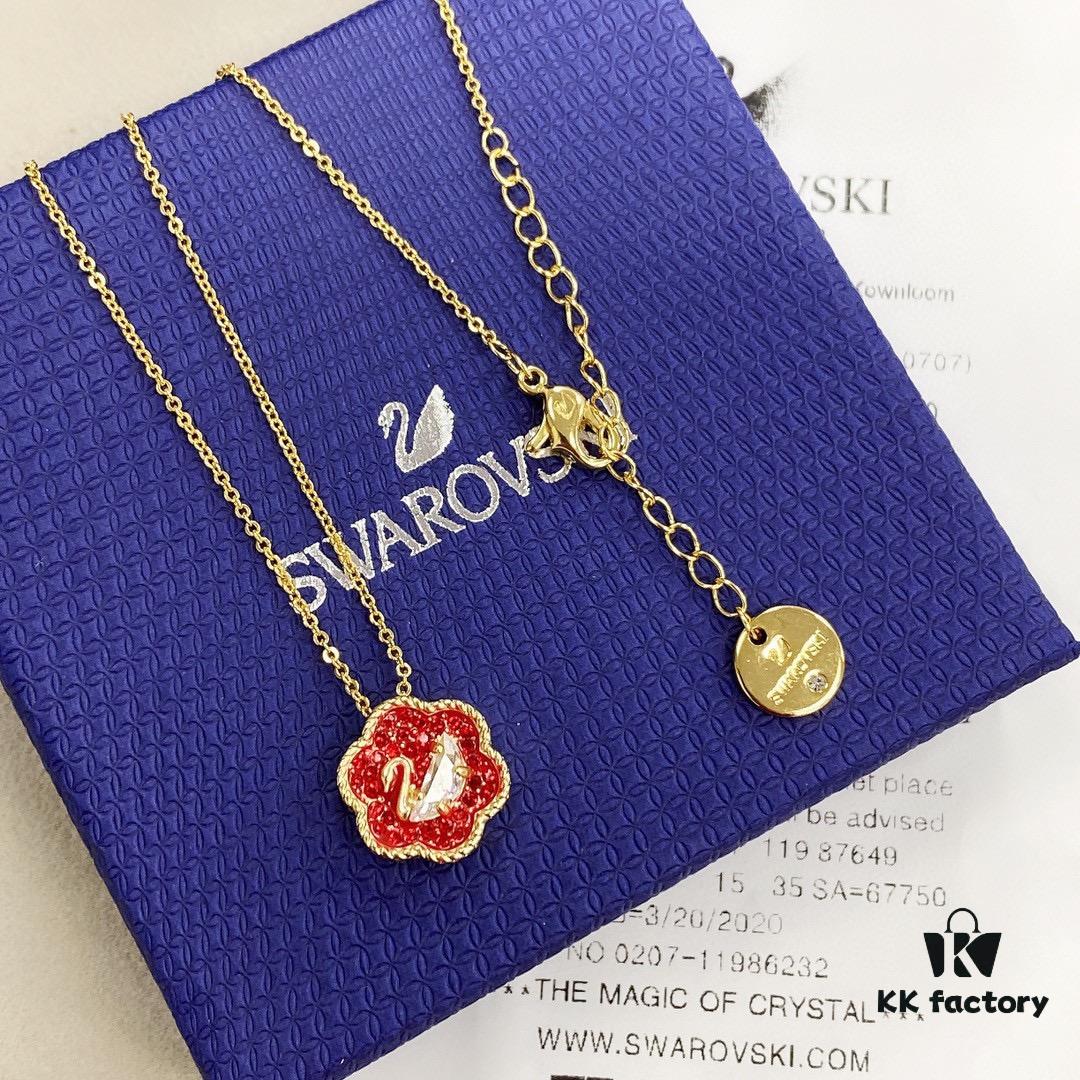 692fd7ae99f2d84055c8ab59 2 pcs Original Design SWAROVSKI 2021 New Year Flower of Fortune Necklace - Chinese New Year Red Limited Edition in Collaboration with The Palace Museum