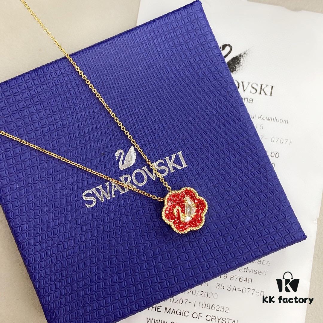 692fd7ae99f2d84055c8ab5a 2 pcs Original Design SWAROVSKI 2021 New Year Flower of Fortune Necklace - Chinese New Year Red Limited Edition in Collaboration with The Palace Museum