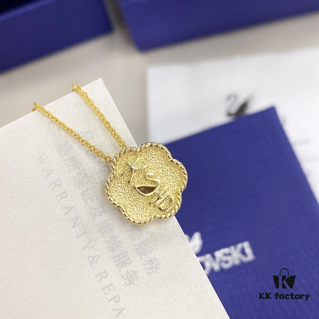 692fd7af99f2d84055c8ab5b 2 pcs Original Design SWAROVSKI 2021 New Year Flower of Fortune Necklace - Chinese New Year Red Limited Edition in Collaboration with The Palace Museum