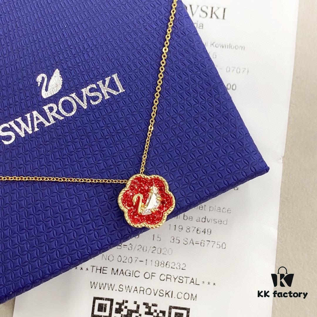 692fd7af99f2d84055c8ab5c 2 pcs Original Design SWAROVSKI 2021 New Year Flower of Fortune Necklace - Chinese New Year Red Limited Edition in Collaboration with The Palace Museum