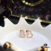 Gourd Green Jadeite, Green Agate, White Mother-of-Pearl Stud Earrings