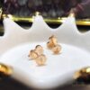 Gourd Green Jadeite, Green Agate, White Mother-of-Pearl Stud Earrings