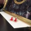 Gourd-shaped Green Jadeite, Green Agate, and White Mother-of-Pearl Stud Earrings