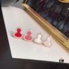 Gourd-shaped Green Jadeite, Green Agate, and White Mother-of-Pearl Stud Earrings