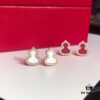 Gourd-shaped Green Jadeite, Green Agate, and White Mother-of-Pearl Stud Earrings