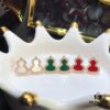 692fd7b899f2d84055c8ab6d Gourd Green Jadeite, Green Agate, White Mother-of-Pearl Stud Earrings