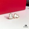 Gourd-shaped Green Jadeite, Green Agate, and White Mother-of-Pearl Stud Earrings