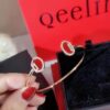 S925 Sterling Silver Qilin Ruyi Lock Red Carnelian Elastic Bracelet, Gourd Design Symbolizing 'Good Fortune and Prosperity'
