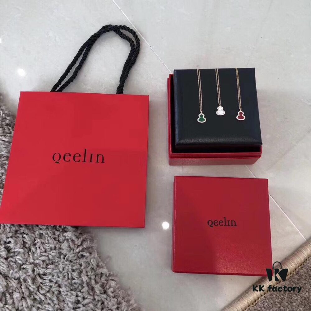 692fd7cd99f2d84055c8ab9b Qeelin Wulu Pendant Necklace – Green, White, Red Agate Pendants with Chinese Cultural Elements and Modern Design