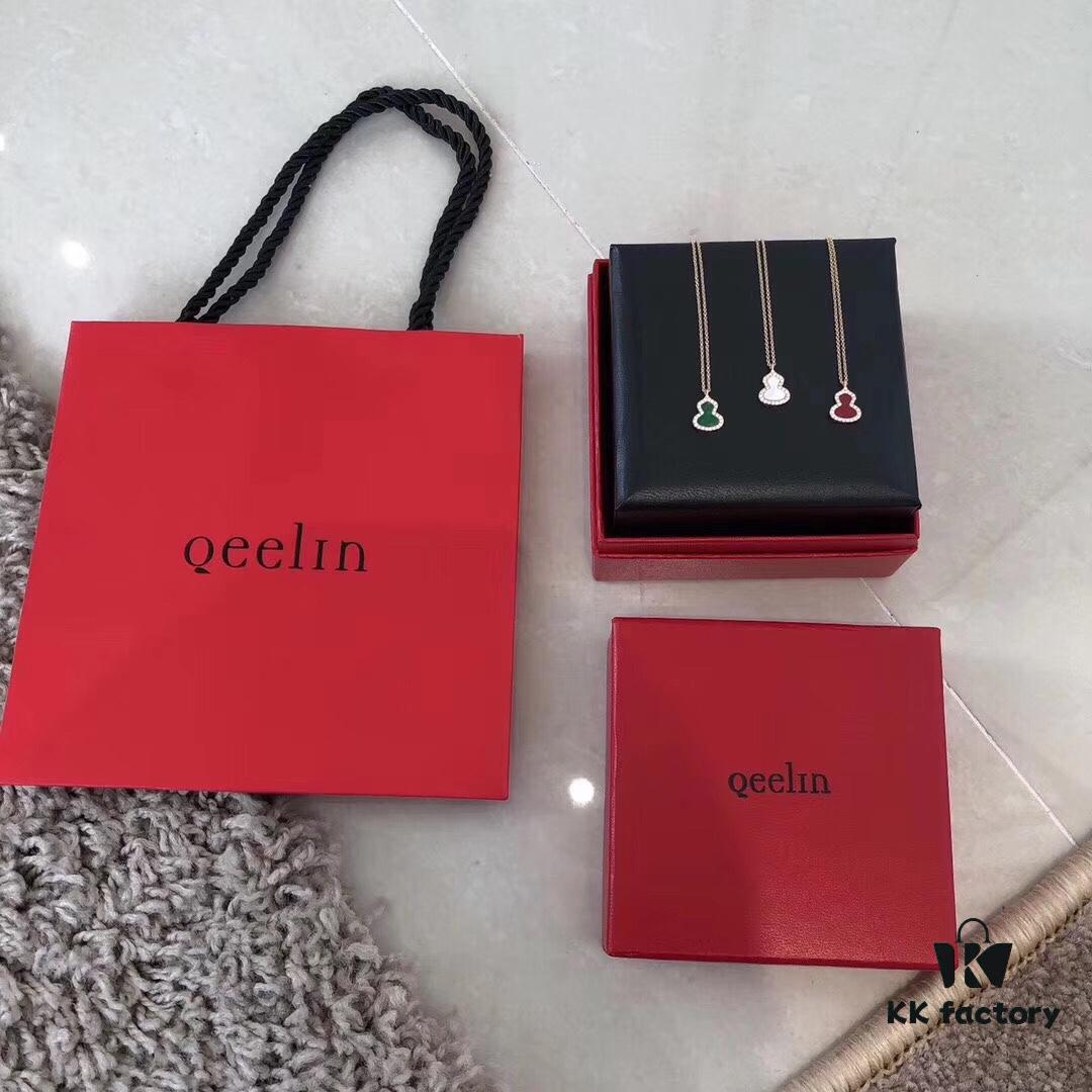 692fd7cd99f2d84055c8ab9b Qeelin Wulu Pendant Necklace – Green, White, Red Agate Pendants with Chinese Cultural Elements and Modern Design