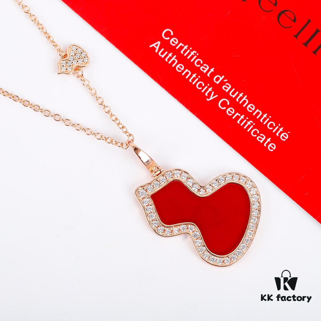 692fd7d599f2d84055c8abac Double Gourd Necklace Qeeli@ Kirin Gourd Jewelry Combines Chinese Elements with Modern Design, Red Agate in Gourd Shape Resembling Vibrant Red Leaves and Blooming Flowers