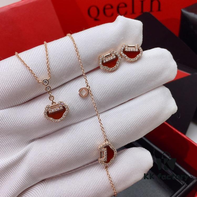 Kirin Auspicious Necklace, Stud Earrings, and Bracelet Set Complete
