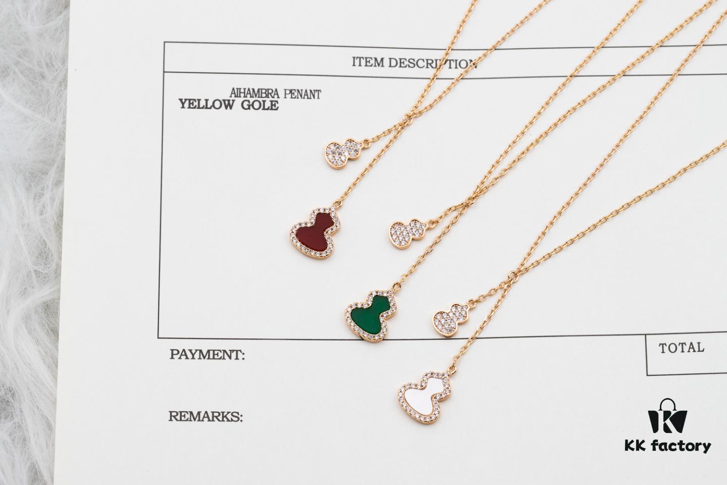 692fd80399f2d84055c8abe0 Kirin Gourd Pendant Necklace with Tassel - V Gold Plated 18K, Embedded with High-Carbon Brilliant Cut Diamonds and Natural Green Jade, White Agate, Red Carnelian