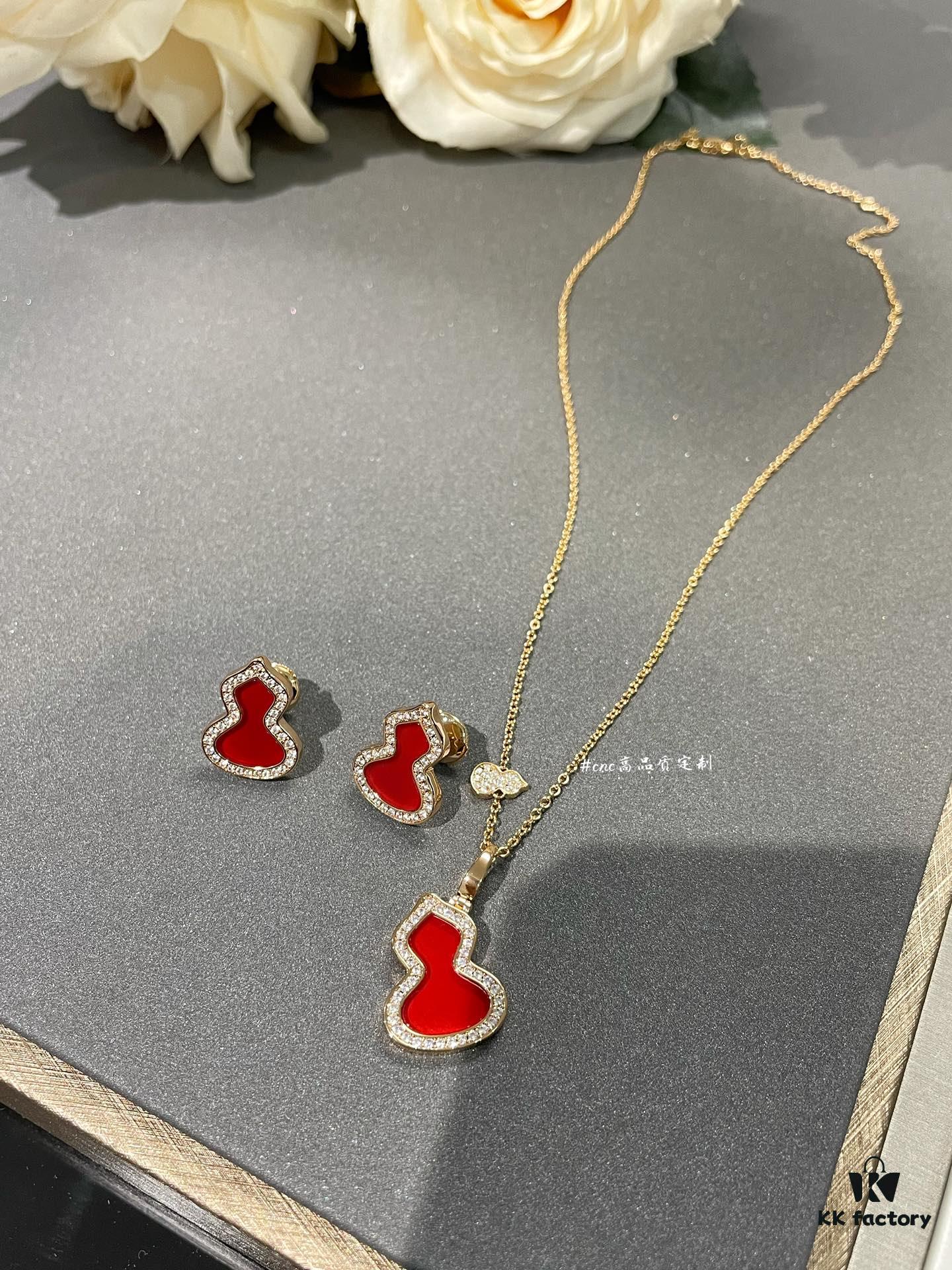692fd81699f2d84055c8abfd Qeelin Wulu Medium Gourd Pendant and Earrings in Red Carnelian