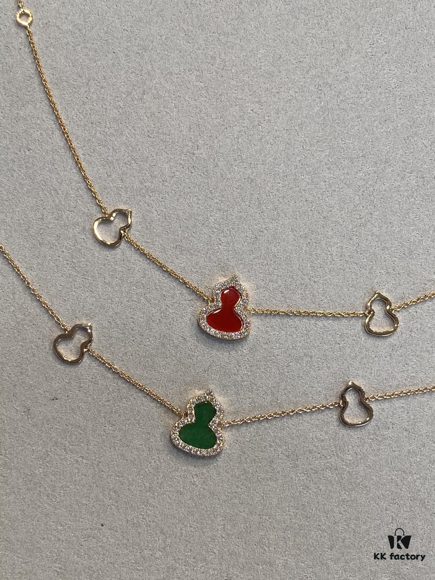 692fd85a99f2d84055c8ac80 Gourd Pendant for Wealth and Good Fortune, Full V-Gold Plating with Upgraded 0.5 Micron Thick Gold and Palladium, Rose Gold Tone, Natural Stones Including Deep-Sea White Mother-of-Pearl, Red Carnelian, Black Onyx, Green Jade, Bracelet Size 15-18.5cm