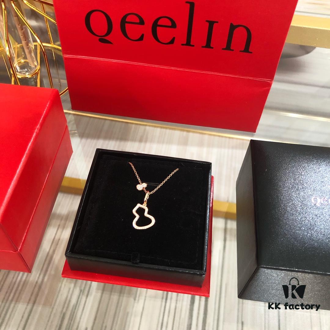 692fd85e99f2d84055c8ac84 Kirin New Hollowed Gourd Necklace Medium Size, V Gold Plated with Rose Gold and White Gold Options