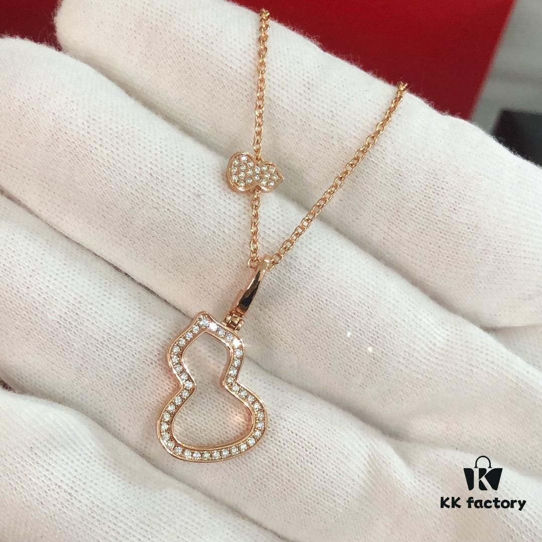 692fd86299f2d84055c8ac8b Kirin New Hollowed Gourd Necklace Medium Size, V Gold Plated with Rose Gold and White Gold Options