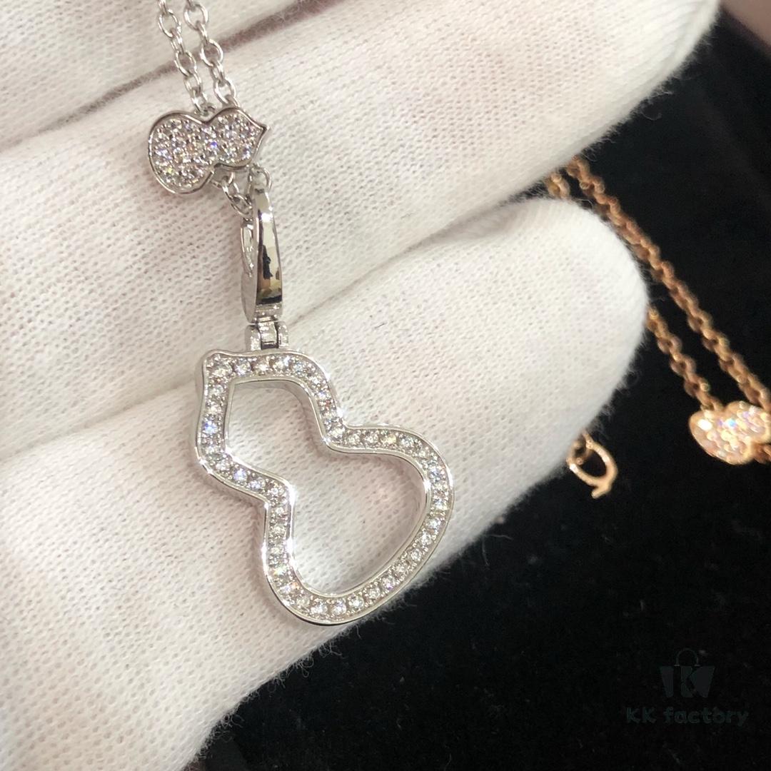 692fd86299f2d84055c8ac8c Kirin New Hollowed Gourd Necklace Medium Size, V Gold Plated with Rose Gold and White Gold Options