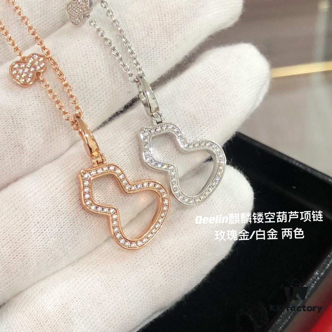 692fd86299f2d84055c8ac8e Kirin New Hollowed Gourd Necklace Medium Size, V Gold Plated with Rose Gold and White Gold Options