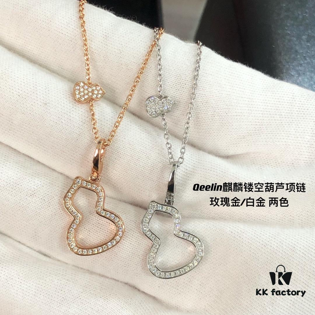 692fd86399f2d84055c8ac8f Kirin New Hollowed Gourd Necklace Medium Size, V Gold Plated with Rose Gold and White Gold Options