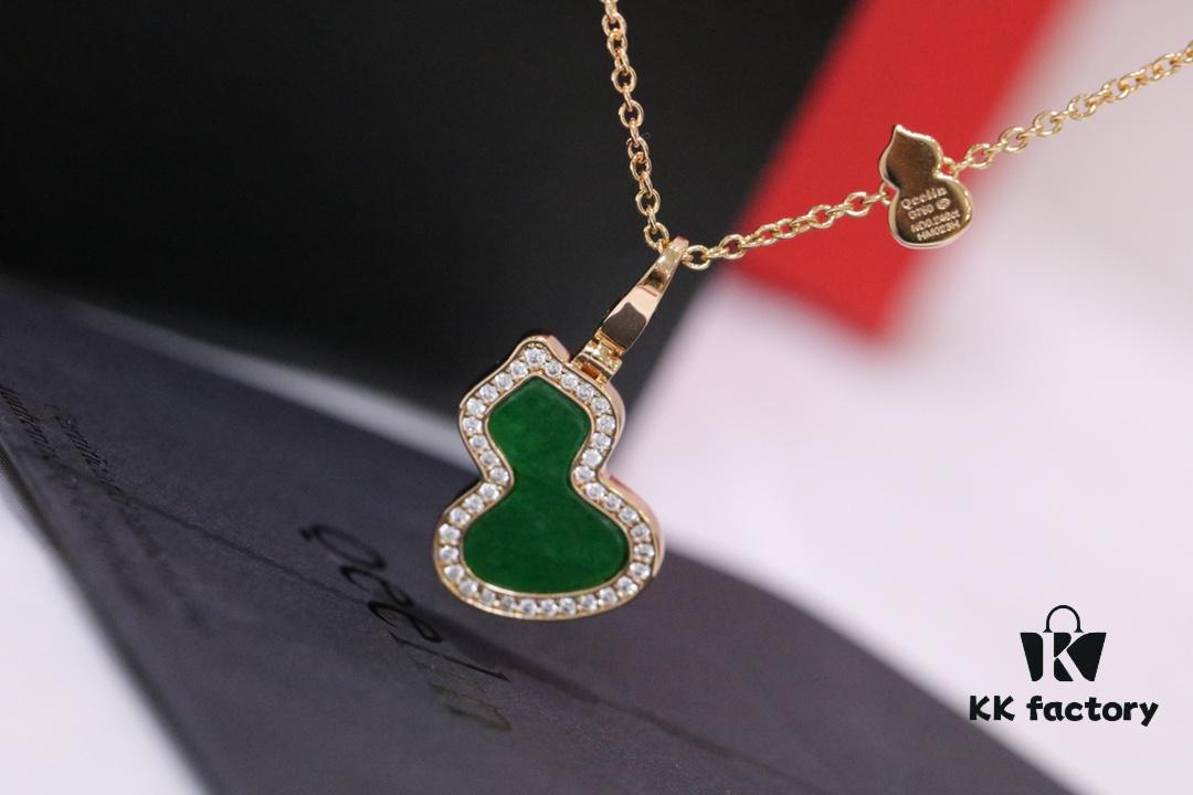 692fd86599f2d84055c8ac92 Lucky Gourd Green Jade Necklace - Limited Edition Rose Gold Plated V-Gold Jewelry