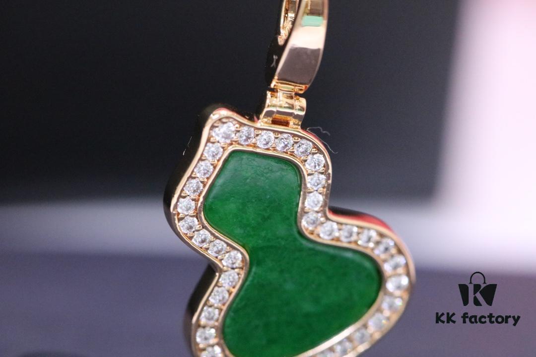 692fd86599f2d84055c8ac95 Lucky Gourd Green Jade Necklace - Limited Edition Rose Gold Plated V-Gold Jewelry