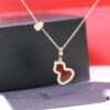 692fd86c99f2d84055c8aca5 Large Red Agate Gourd Necklace in V-Gold Plated 18K Thick Gold