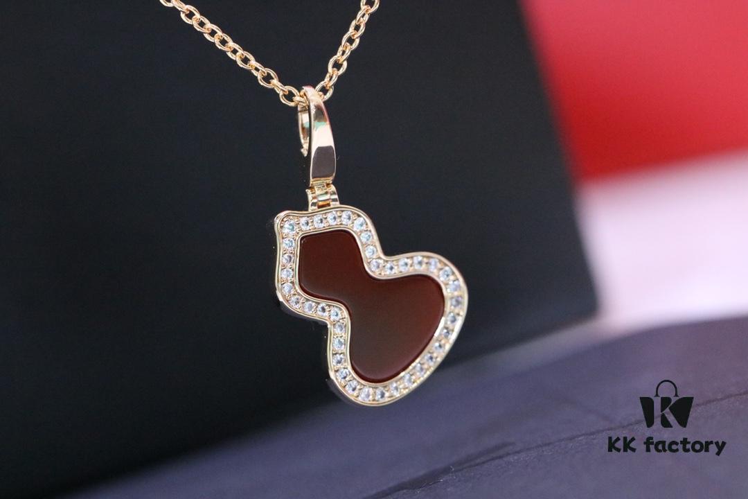 692fd86d99f2d84055c8aca6 Large Red Agate Gourd Necklace in V-Gold Plated 18K Thick Gold